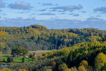Countryside Cabin Amidst Rolling Autumn Hills