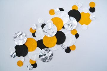 Black, Yellow and silver paper dots