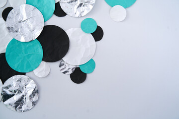 Black, teal and silver paper dots	