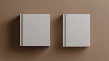 Two Blank White Books Against Brown Background