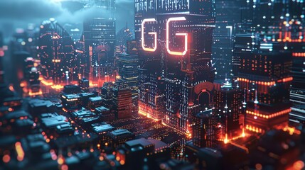 Fototapeta premium Futuristic 6G Technology and High-Speed Data Communication Concept