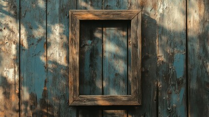 Rustic metal frame leaning against a rustic wooden fence