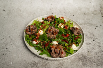 Roast beef of veal with salsa Verde, and cream of sweet mustard and Parmesan