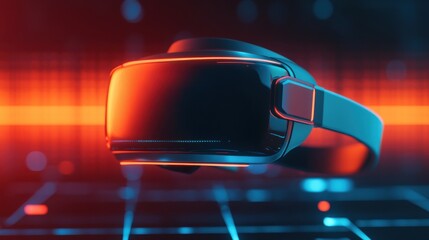 A mockup provides a preview of the prototype. Futuristic ARVR Headset Mockup in Neon Colors