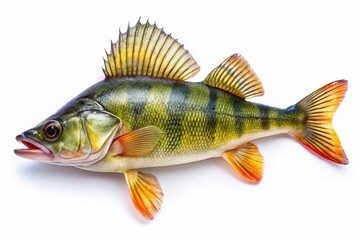 Stunning Drone Photography of an Isolated Perch Pike on White Background for Nature and Wildlife Enthusiasts