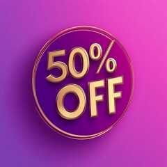 Gradient pink to purple background with "50% Off" in bold gold text, luxurious feel. - Image #3 @PrideWalaBhai01