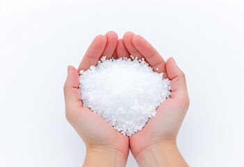 Hand Holding Salt On White Background