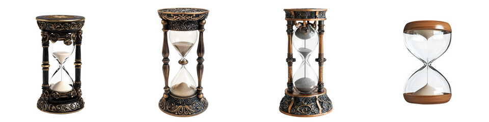 Hourglass – A Timekeeping Device Symbolizing the Passage of Time and Patience Isolated on Clear White Background Highly Detailed