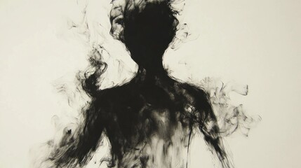 Fototapeta premium Abstract Ink Figure: A Monochromatic Study of Ephemeral Form