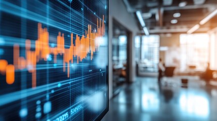 Fototapeta premium Financial Data Analytics Display in Modern Office