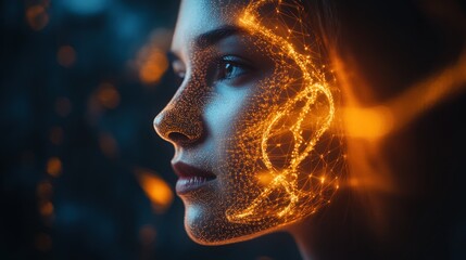 Obraz premium Illuminated Face: A Futuristic Portrait
