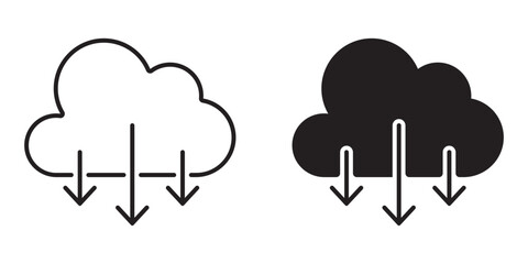 cloud download icon set, download vector glyph flat or outline icon, cloud storage icon vector illustration EPS10.