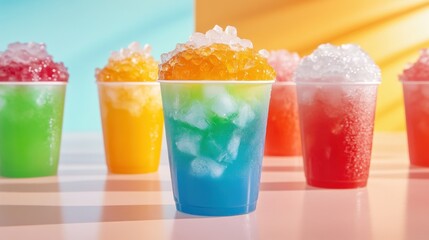 Rainbow Summer Drinks: A Refreshing Collection of Colorful Ice Drinks in Cups