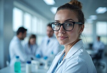 Fototapeta premium Girl Doctor PhD Student In Lab Portrait