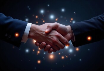 Handshake against the background of lights