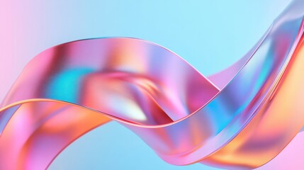 Naklejka premium Metallic Twisting Ribbons in Iridescent Vortex