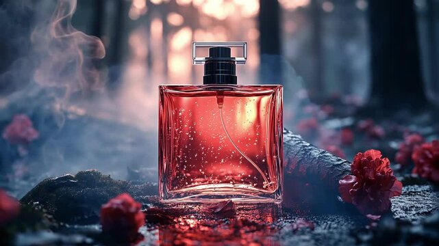 perfume bottle in the forest