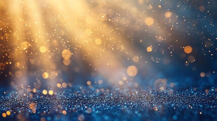 Fototapeta premium Falling Blue Glitter Particles Abstract Background Light Play Enchanting Atmosphere Captivating Scene Magical Concept