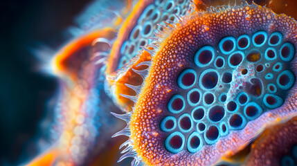 Fototapeta premium Vibrant Sunflower Companion Cell Macro Photography, Intricate Patterns, Bright Colors