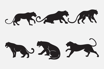 Elegant black panther silhouette bundle with editable vector designs for creative projects.