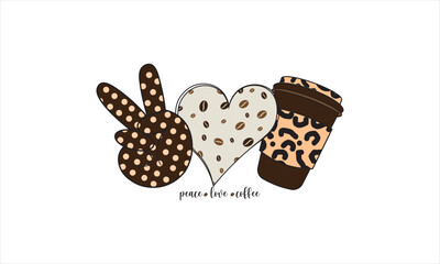 Peace Love Coffee Sublimation T-Shirt Design