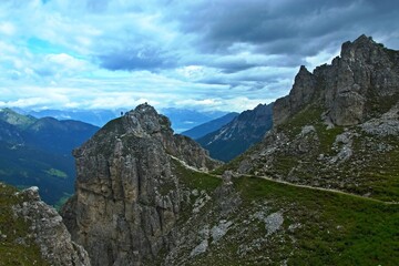 Austrian Alps - view of the footpath near peak Elfer in Stubai Alps