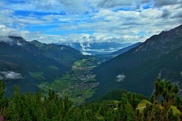Austrian Alps - view of the Stubai Valley from the Elferhütte