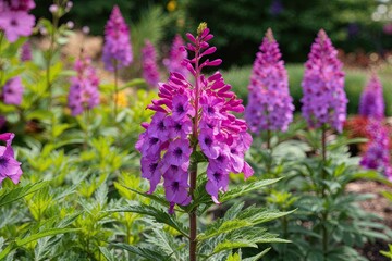 Fototapeta premium Stunning Purple Flowers of Radiant Fireweed in a Beautiful Garden Setting