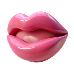 3D Render of Glossy Pink Lips with Tongue Showing