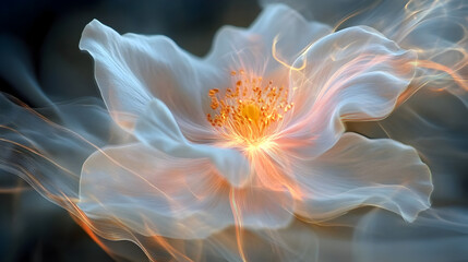 Fototapeta premium Luminous Flower Petals: Quantum Field Excitation, Macro Photography, Motion Blur