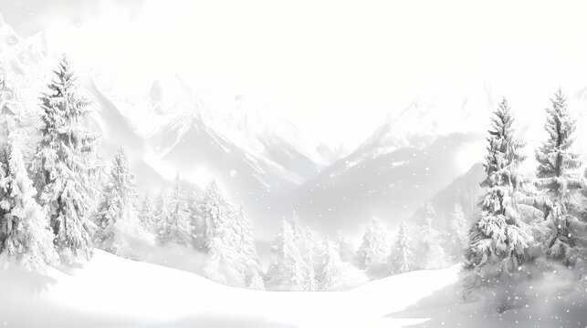 White or transparent snow mountain landscape pnj. Snowy Mountain Vista. Illustration