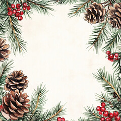 christmas background with cones and branches
