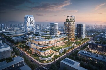Fototapeta premium Innovative Urban Development with Sustainable Design Principles and Eco-Friendly Infrastructure