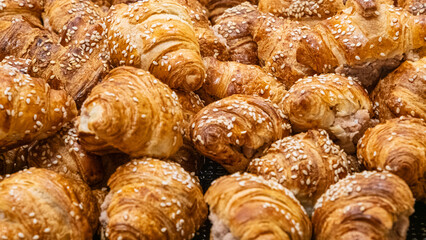 Freshly Baked Croissants with Sesame Seeds