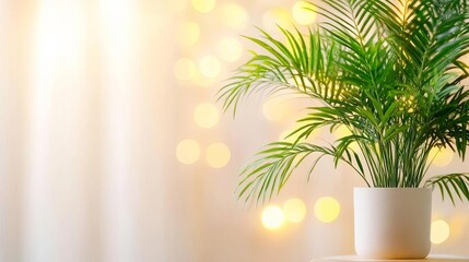 Soft up-lighting behind indoor plants, warm and natural ambiance