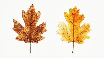 Fototapeta premium Detailed autumn maple leaves on white background for seasonal design projects