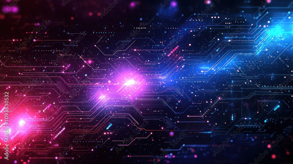 Poster Abstract Digital Circuitry with Glowing Lines and Particles