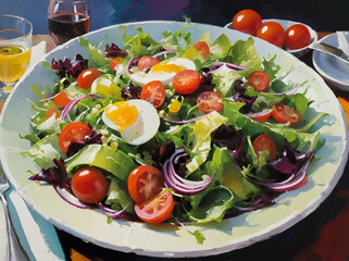 italian salad on a plate illustration
