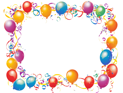 Festive border of balloons and confetti