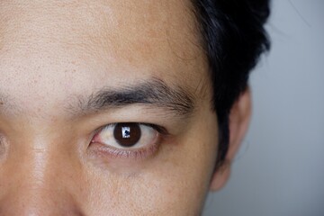 Close up beautiful brown eyes of a young boy. Wide open brown eyes looking to the camera
Important information