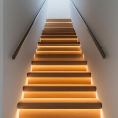 Subtle wall lighting in a contemporary staircase, safe and elegant