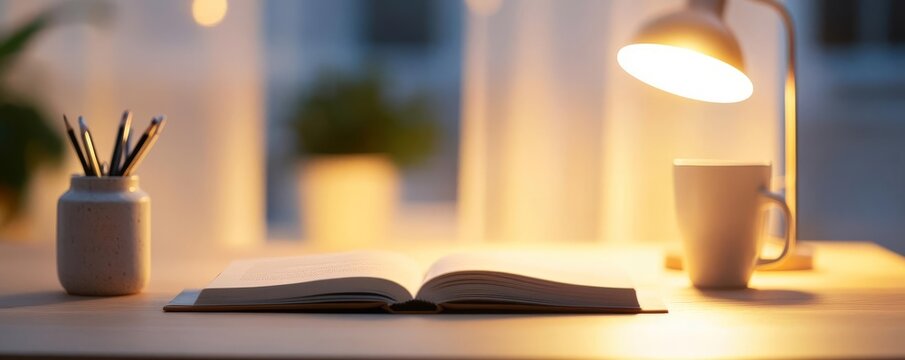 Warm lighting in a study, ensuring clarity and comfort for long reading sessions