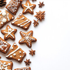 Fototapeta premium Decorated Cookies with Icing for Christmas Holidays