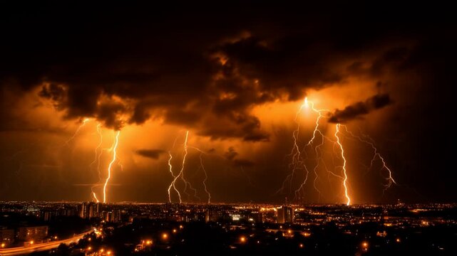 The wrath of god a dramatic display of lightning and thunderstorm illuminating the sky