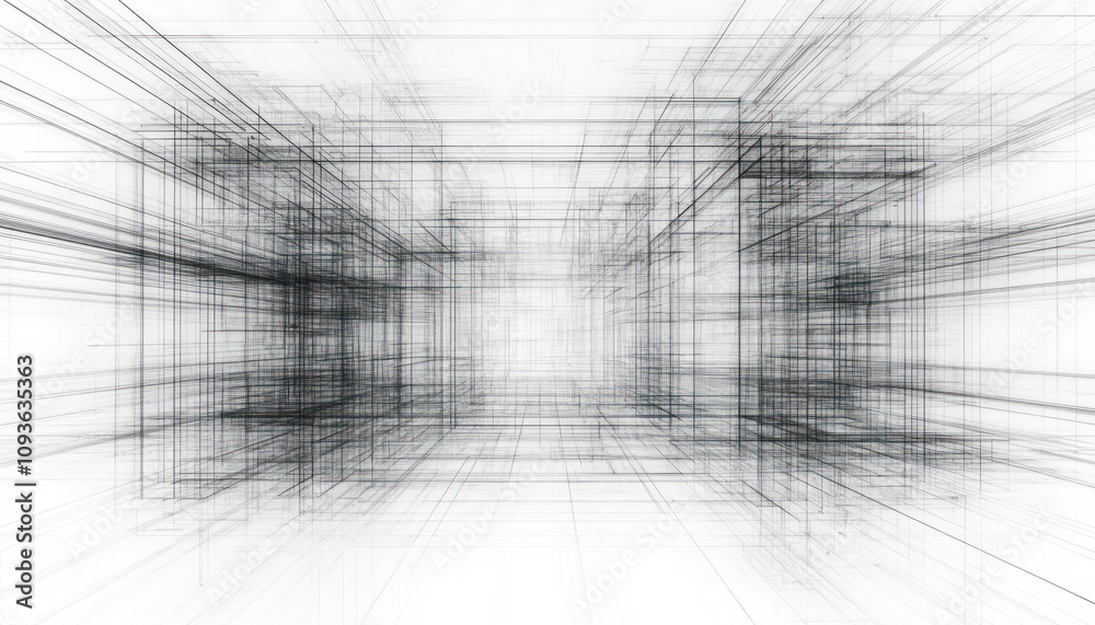 Aufkleber Abstract Grid Pattern with Intersecting Lines on a White Background