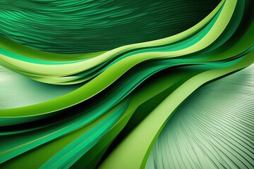 Obraz premium Dynamic Abstract Landscape in Vibrant Green with Flowing Silhouettes and Modern Texture