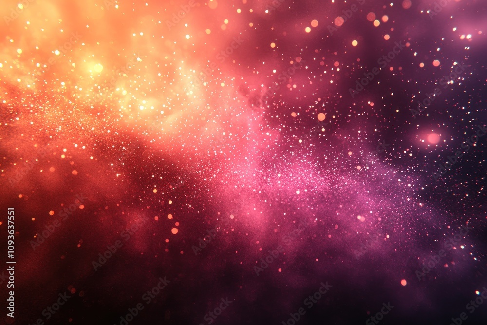 Poster abstract background with red and orange sparkle dust