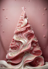 Pink and White Paper Christmas Tree with Snowflakes