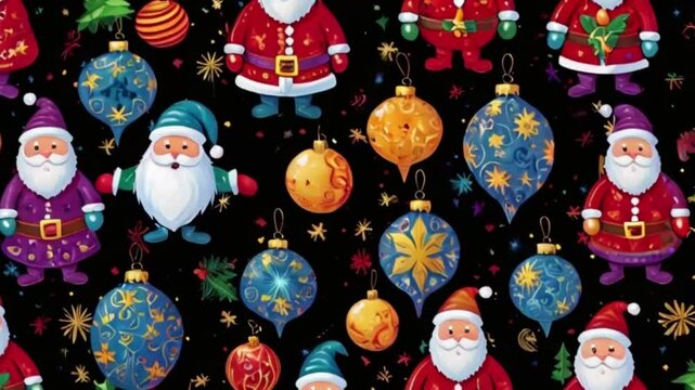 Christmas Santa Claus with decoration pattern on a dark background