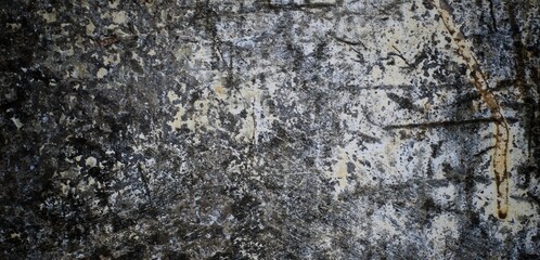Gray grunge wall with cracks for backgrounds and overlays, Rustic grayscale coloured faded wooden subtle striped textured effect blank empty horizontal